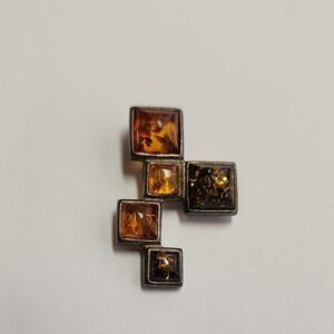 Geometric Sterling Silver Amber Pendant